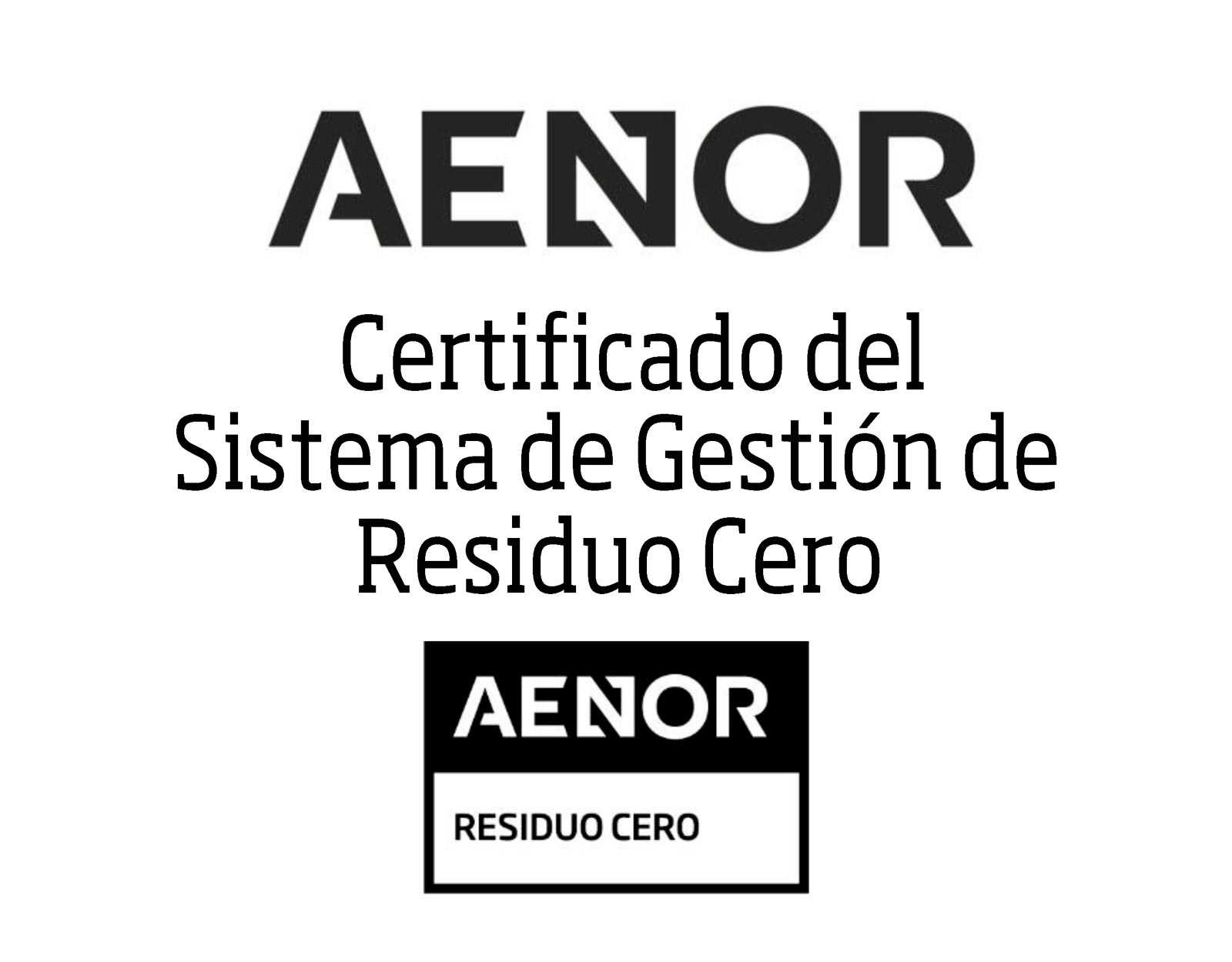 CERTYFIKAT AENOR ZERO ODPADÓW