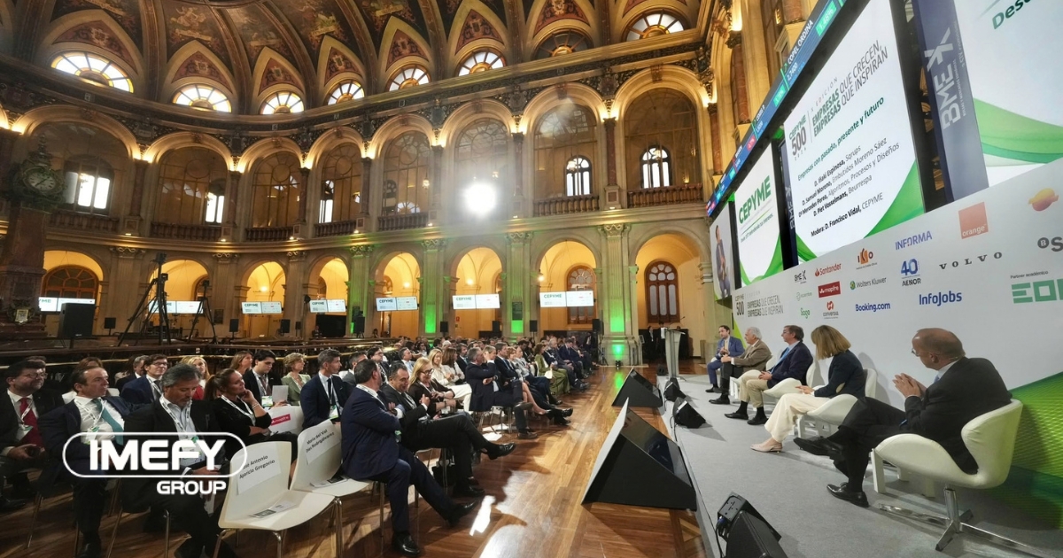 IMEFY, reconocida como empresa CEPYME500 2026 en el Palacio de la Bolsa de Madrid.